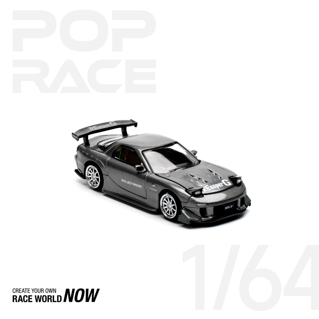 PRE-ORDER Pop Race 1:64 Mazda RX-7 FD3S RE-AMEMIYA GUN METAL