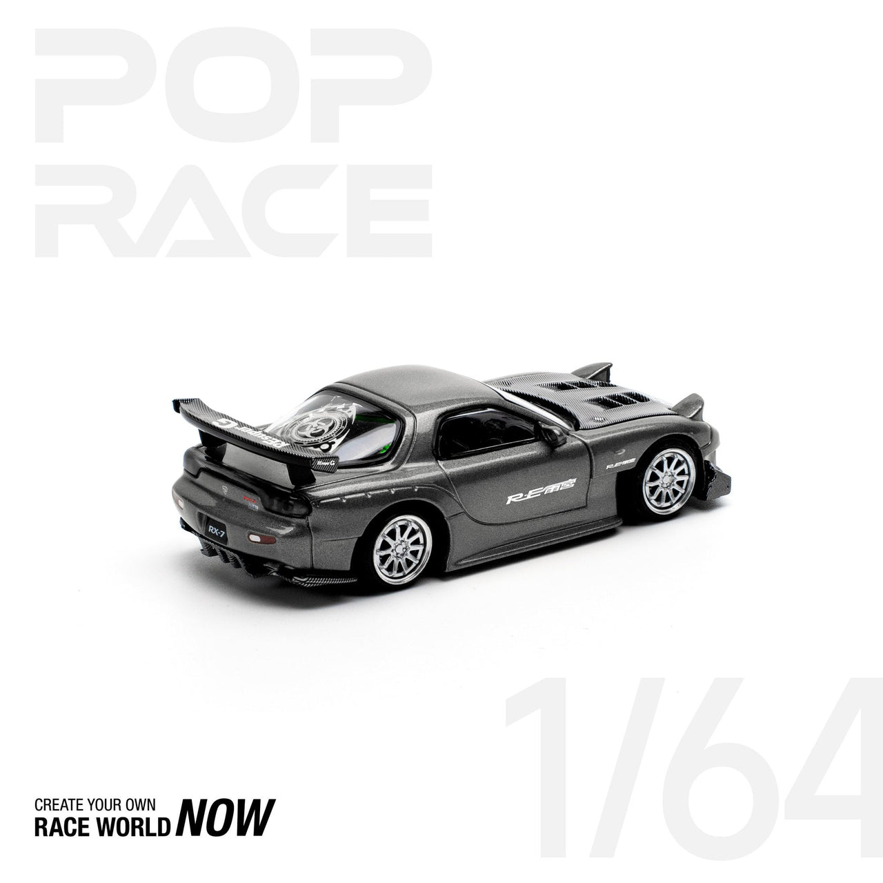 PRE-ORDER Pop Race 1:64 Mazda RX-7 FD3S RE-AMEMIYA GUN METAL