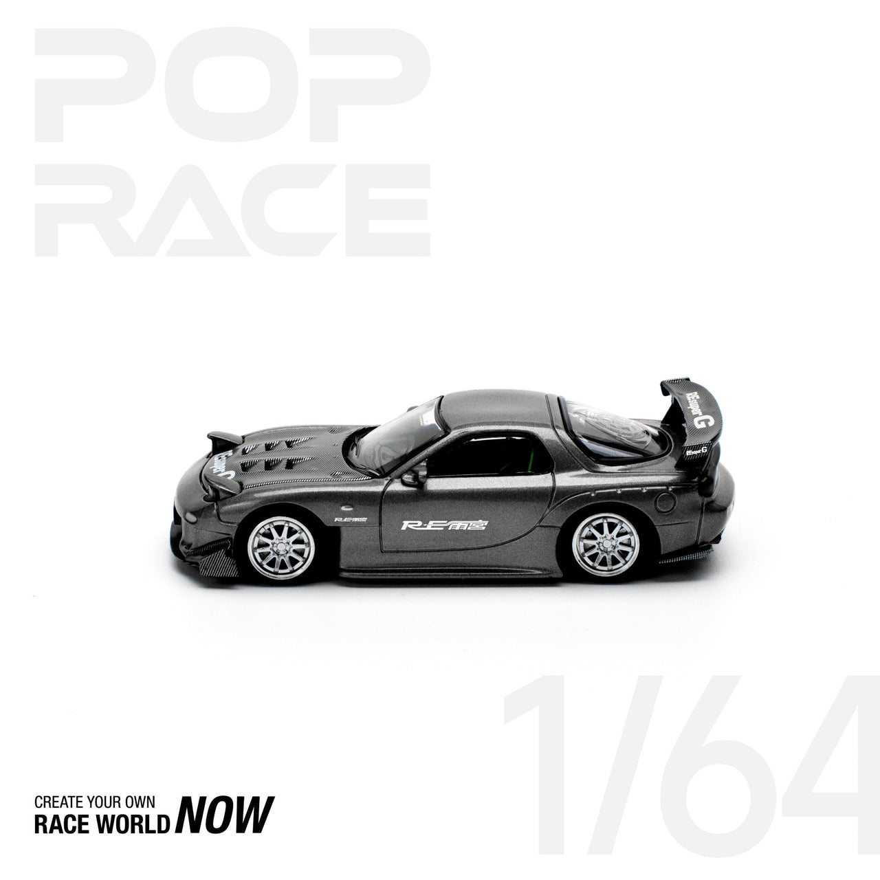 PRE-ORDER Pop Race 1:64 Mazda RX-7 FD3S RE-AMEMIYA GUN METAL