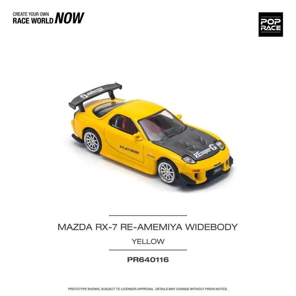 PRE-ORDER Pop Race 1:64 Mazda RX-7 FD3S RE-AMEMIYA Widebody Yellow