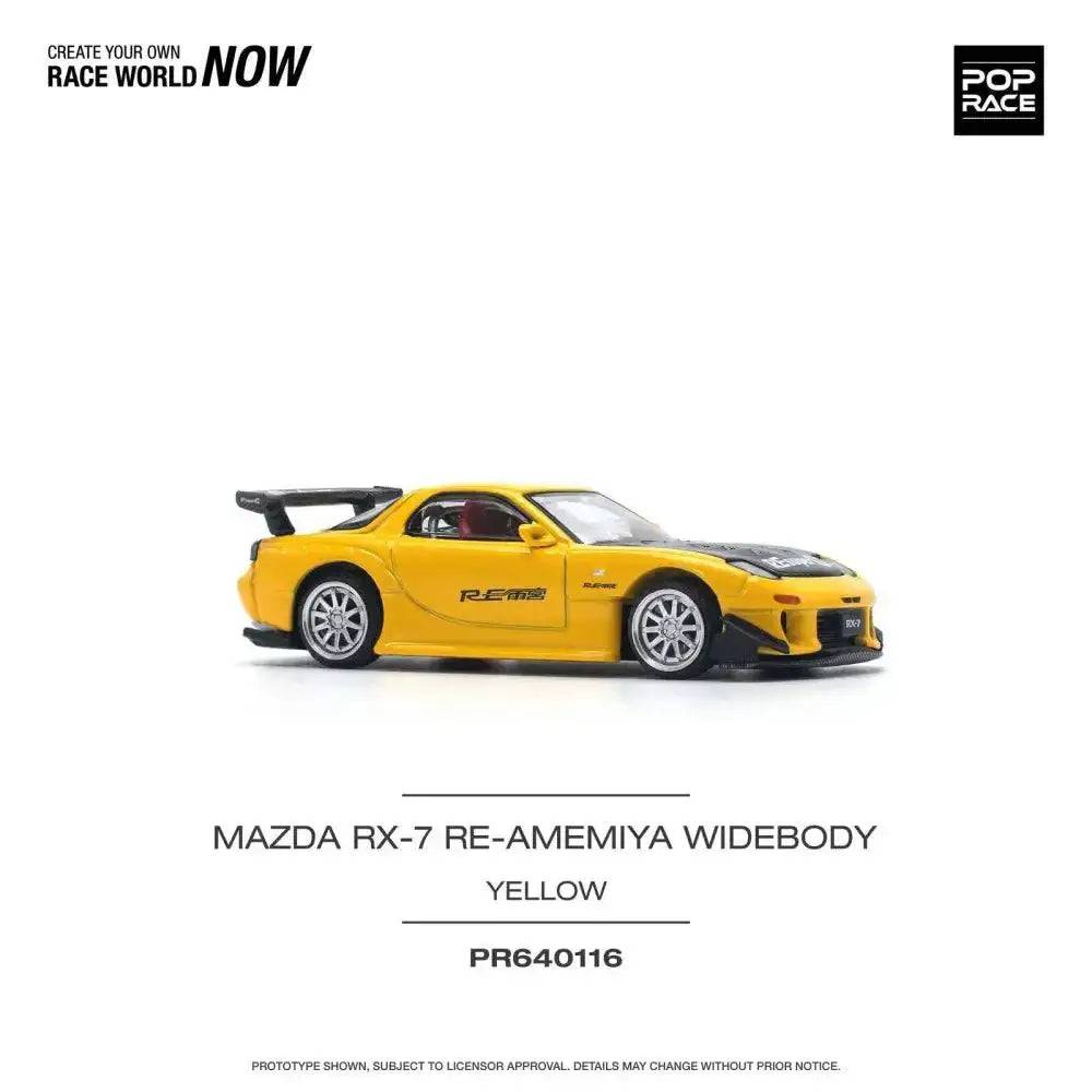 PRE-ORDER Pop Race 1:64 Mazda RX-7 FD3S RE-AMEMIYA Widebody Yellow