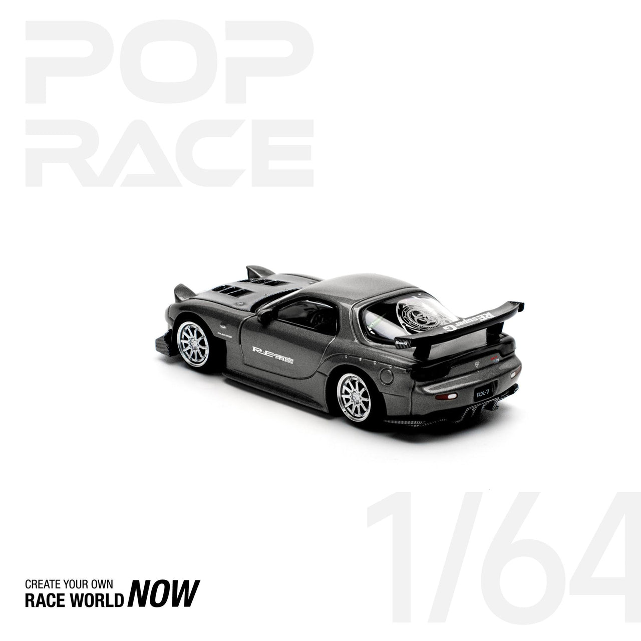 PRE-ORDER Pop Race 1:64 Mazda RX-7 FD3S RE-AMEMIYA GUN METAL