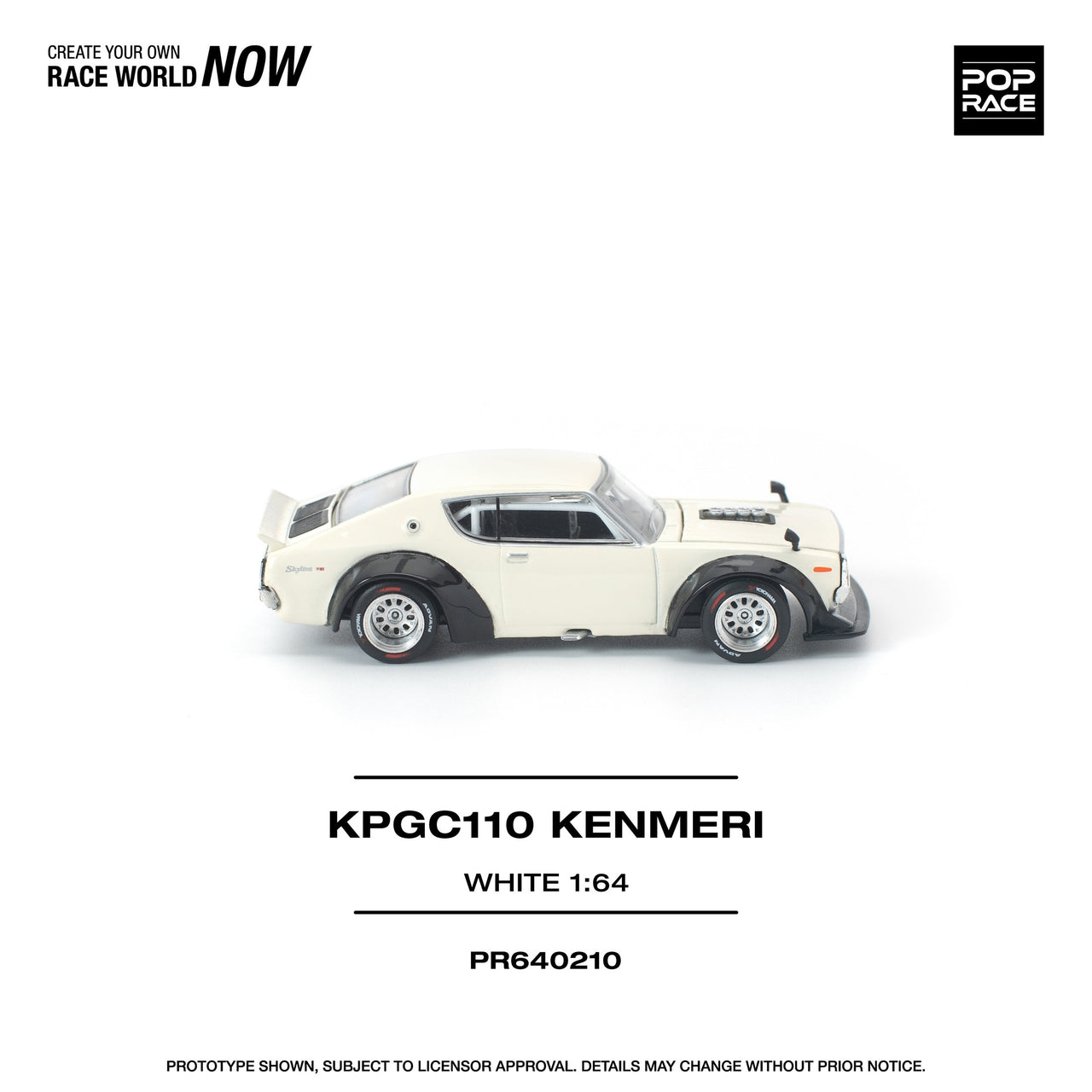 PRE-ORDER Pop Race 1:64 Nissan KPGC110 KENMERI WHITE