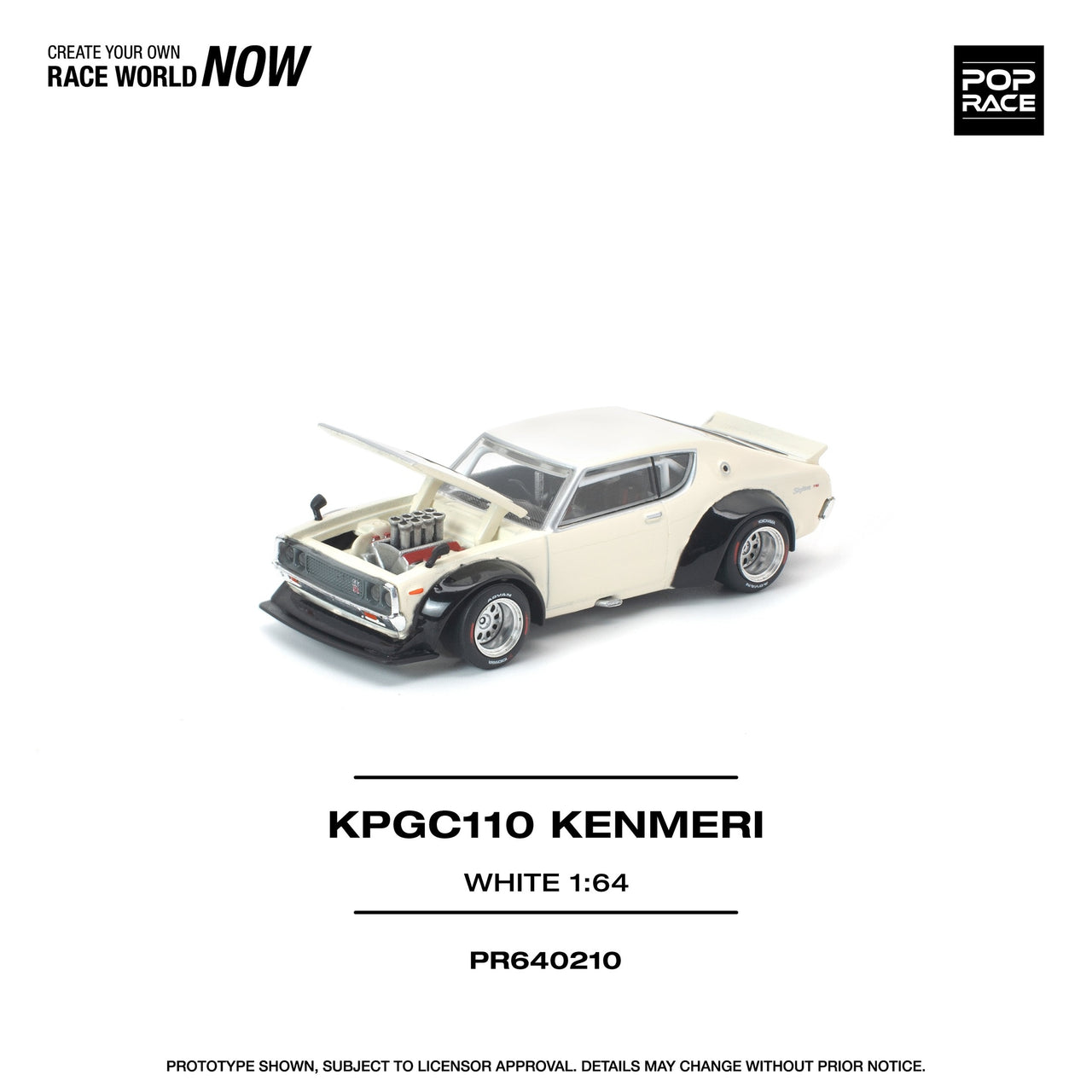 PRE-ORDER Pop Race 1:64 Nissan KPGC110 KENMERI WHITE