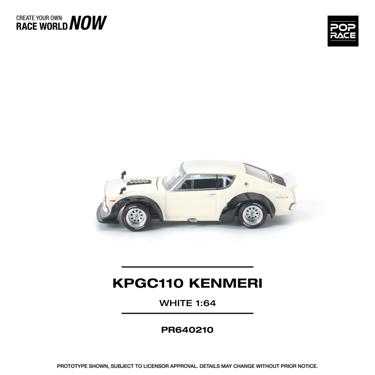 PRE-ORDER Pop Race 1:64 Nissan KPGC110 KENMERI WHITE
