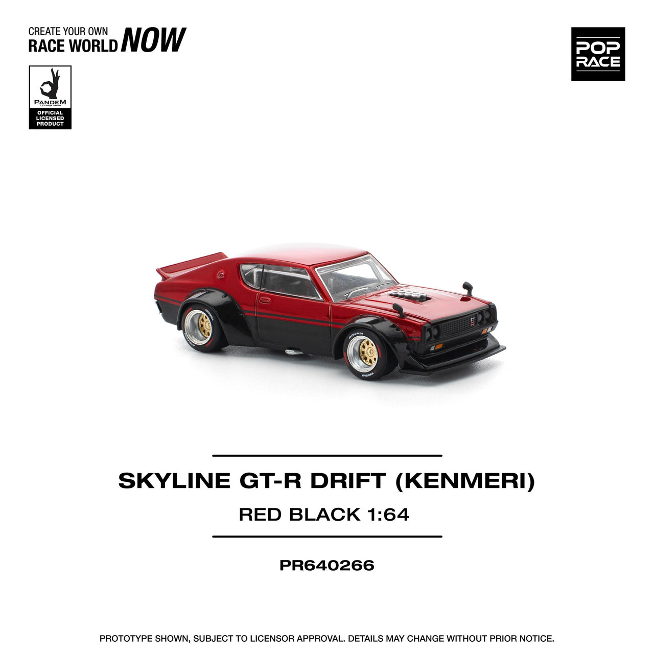 PRE-ORDER Pop Race 1:64 Nissan KPGC110 Kenmeri Red/Black