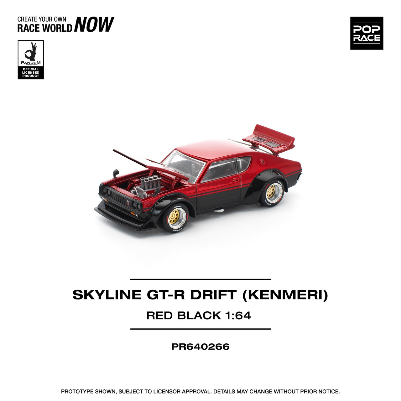PRE-ORDER Pop Race 1:64 Nissan KPGC110 Kenmeri Red/Black