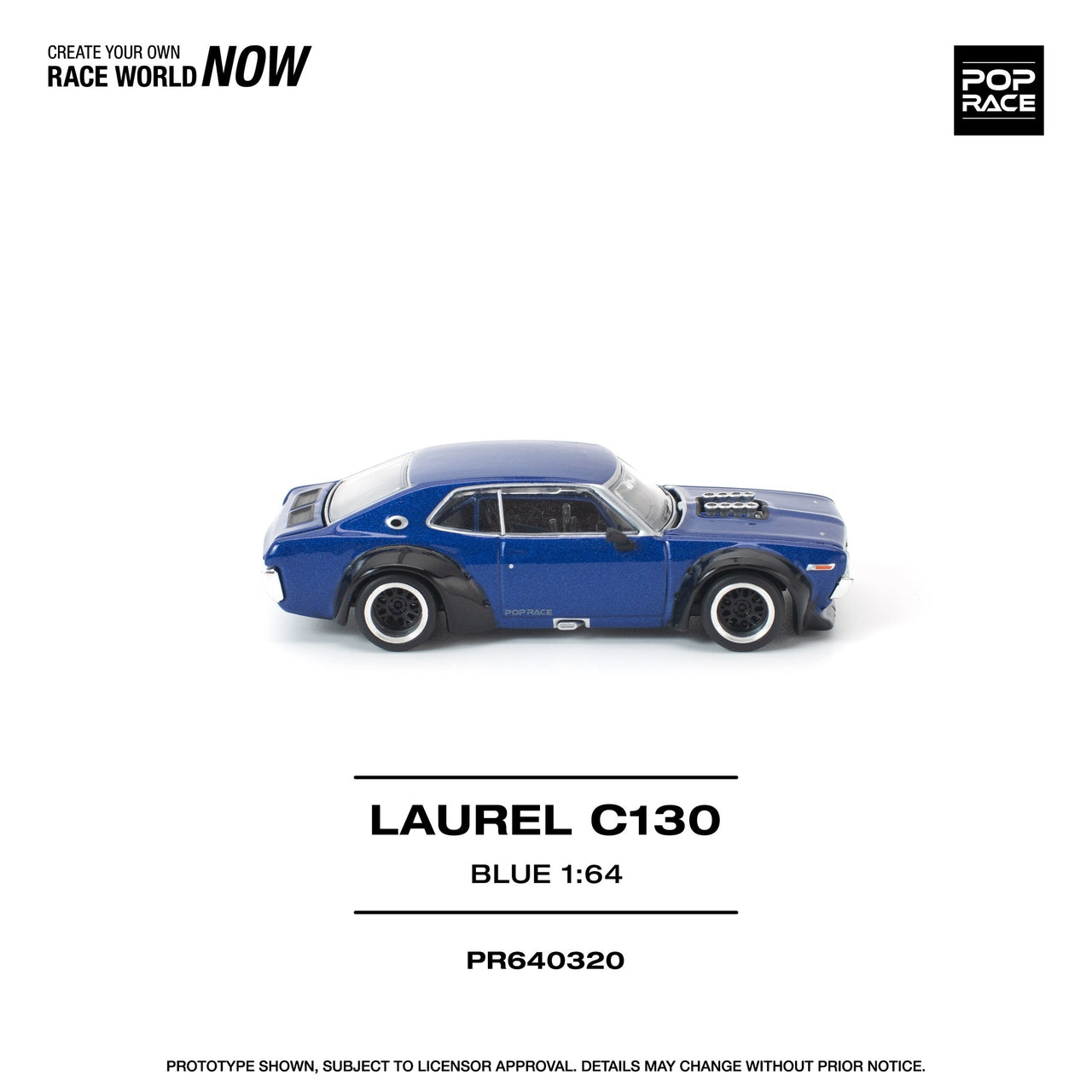 PRE-ORDER Pop Race 1:64 Nissan LAUREL C130 BLUE