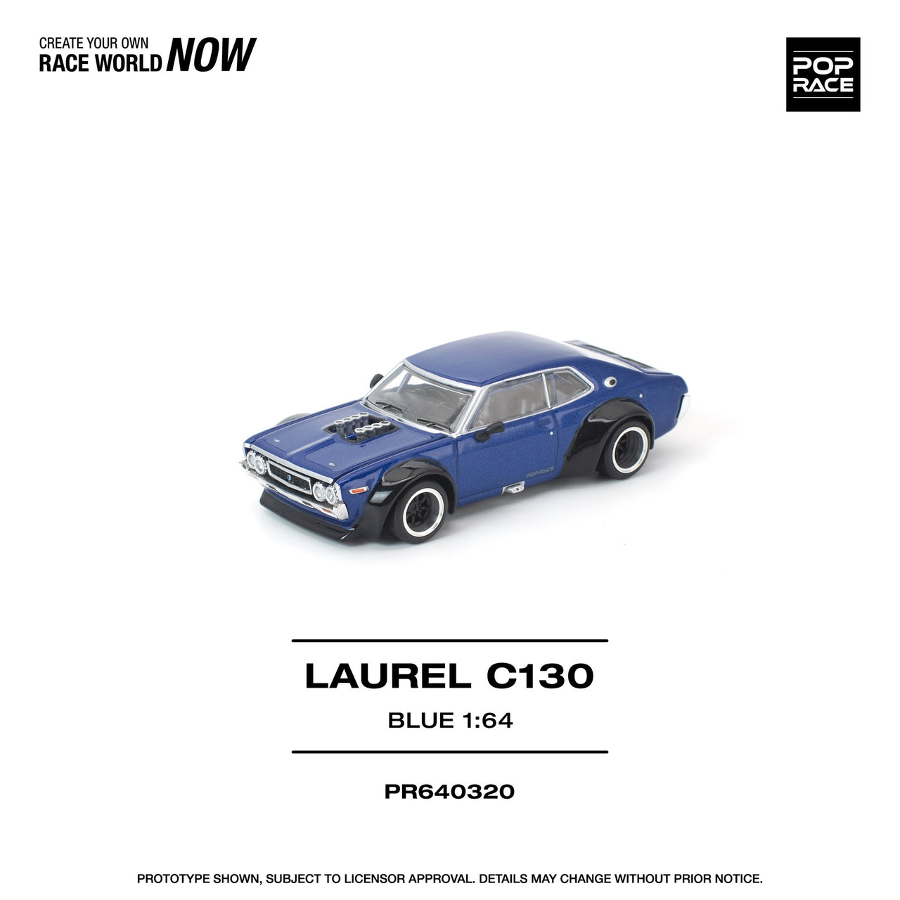 PRE-ORDER Pop Race 1:64 Nissan LAUREL C130 BLUE