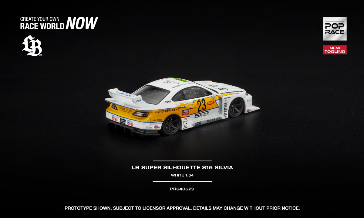 PRE-ORDER Pop Race 1:64 Nissan LB SUPER SILHOUETTE S15 SILVIA WHITE NEW TOOLING