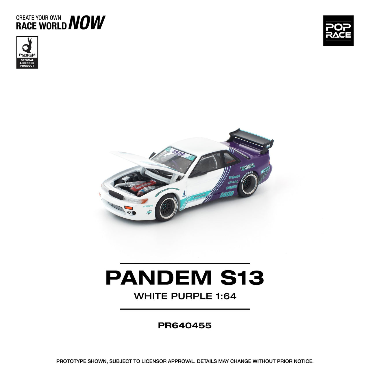 PRE-ORDER Pop Race 1:64 Nissan PANDEM S13 White Purple
