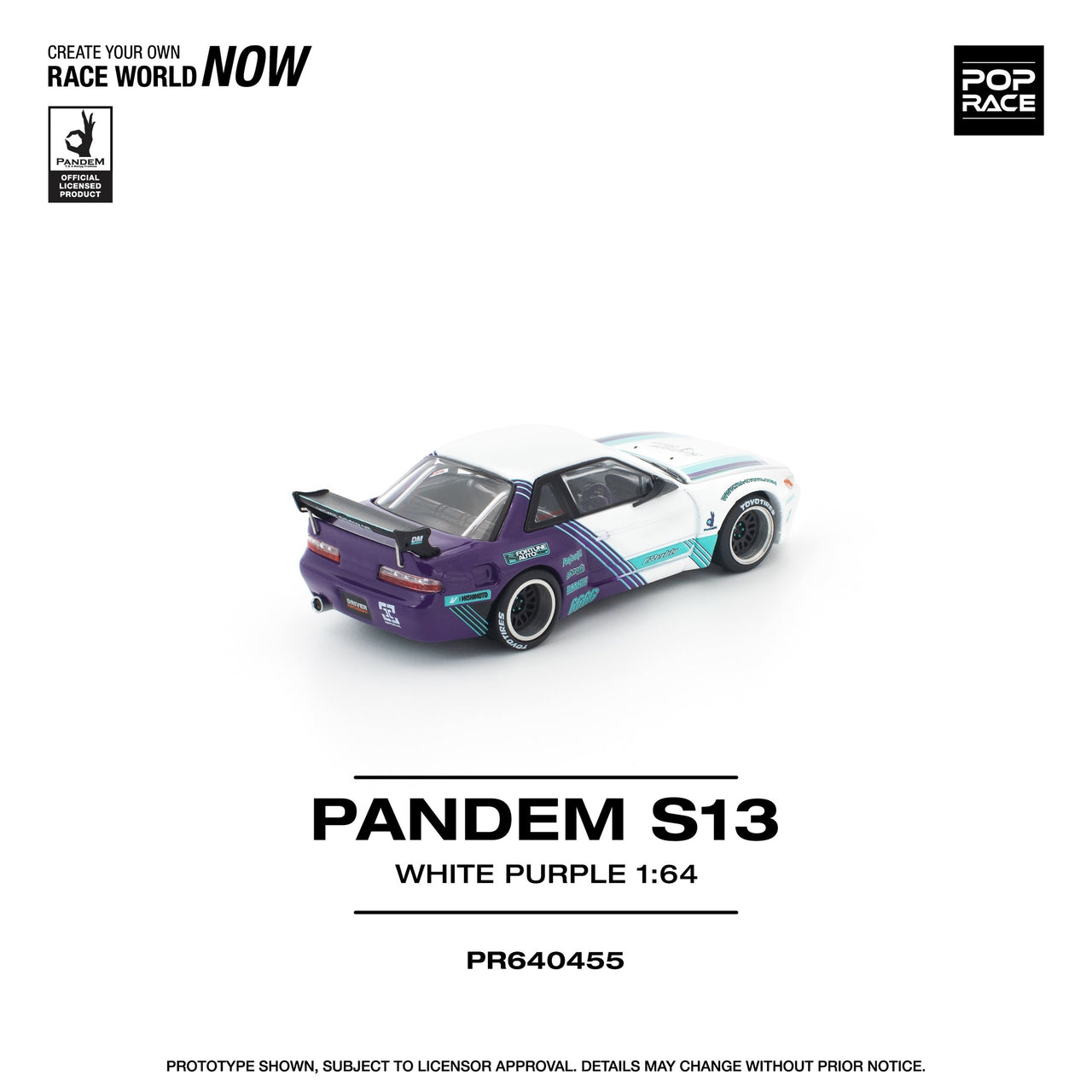 PRE-ORDER Pop Race 1:64 Nissan PANDEM S13 White Purple