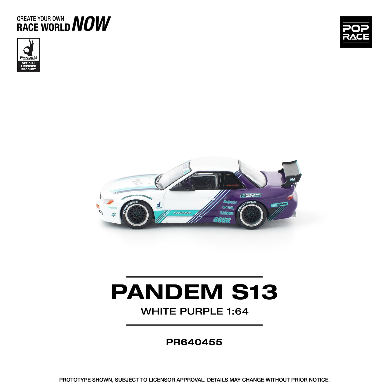 PRE-ORDER Pop Race 1:64 Nissan PANDEM S13 White Purple