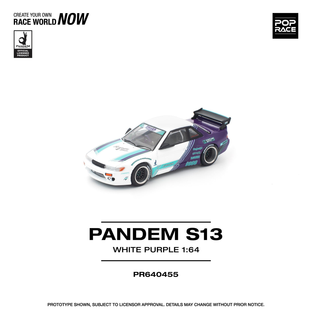 PRE-ORDER Pop Race 1:64 Nissan PANDEM S13 White Purple