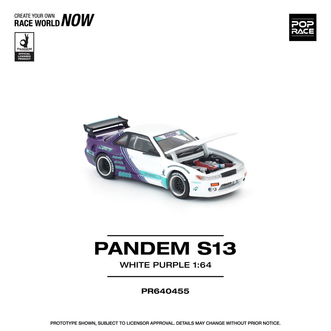 PRE-ORDER Pop Race 1:64 Nissan PANDEM S13 White Purple