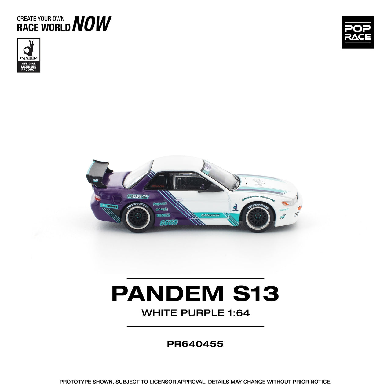 PRE-ORDER Pop Race 1:64 Nissan PANDEM S13 White Purple