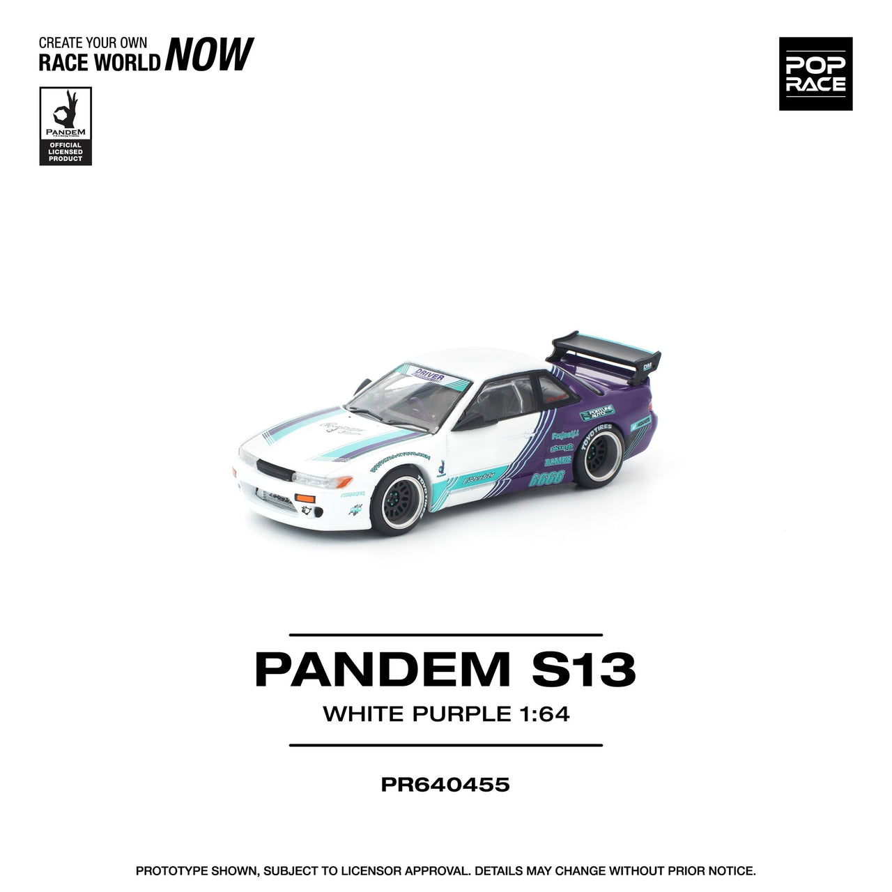PRE-ORDER Pop Race 1:64 Nissan PANDEM S13 White Purple