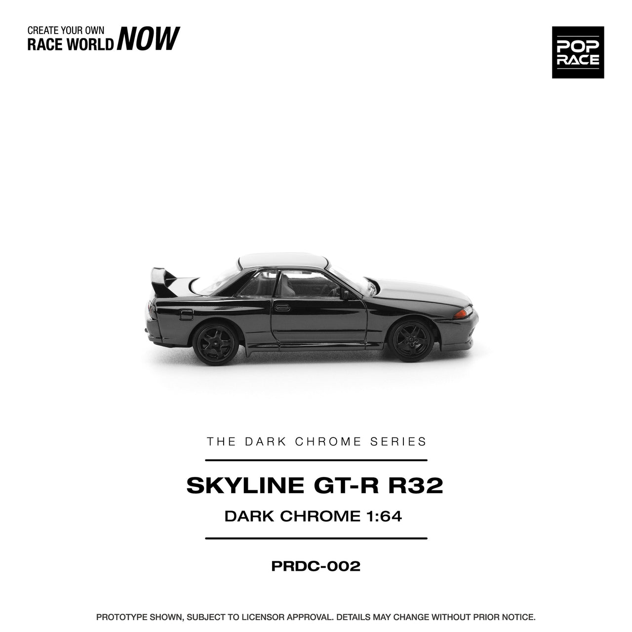 PRE-ORDER Pop Race 1:64 Nissan R32 GTR DARK CHROME
