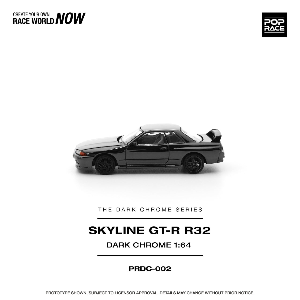 PRE-ORDER Pop Race 1:64 Nissan R32 GTR DARK CHROME
