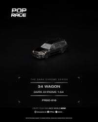 Thumbnail for PRE-ORDER Pop Race 1:64 Nissan R34 WAGON DARK CHROME