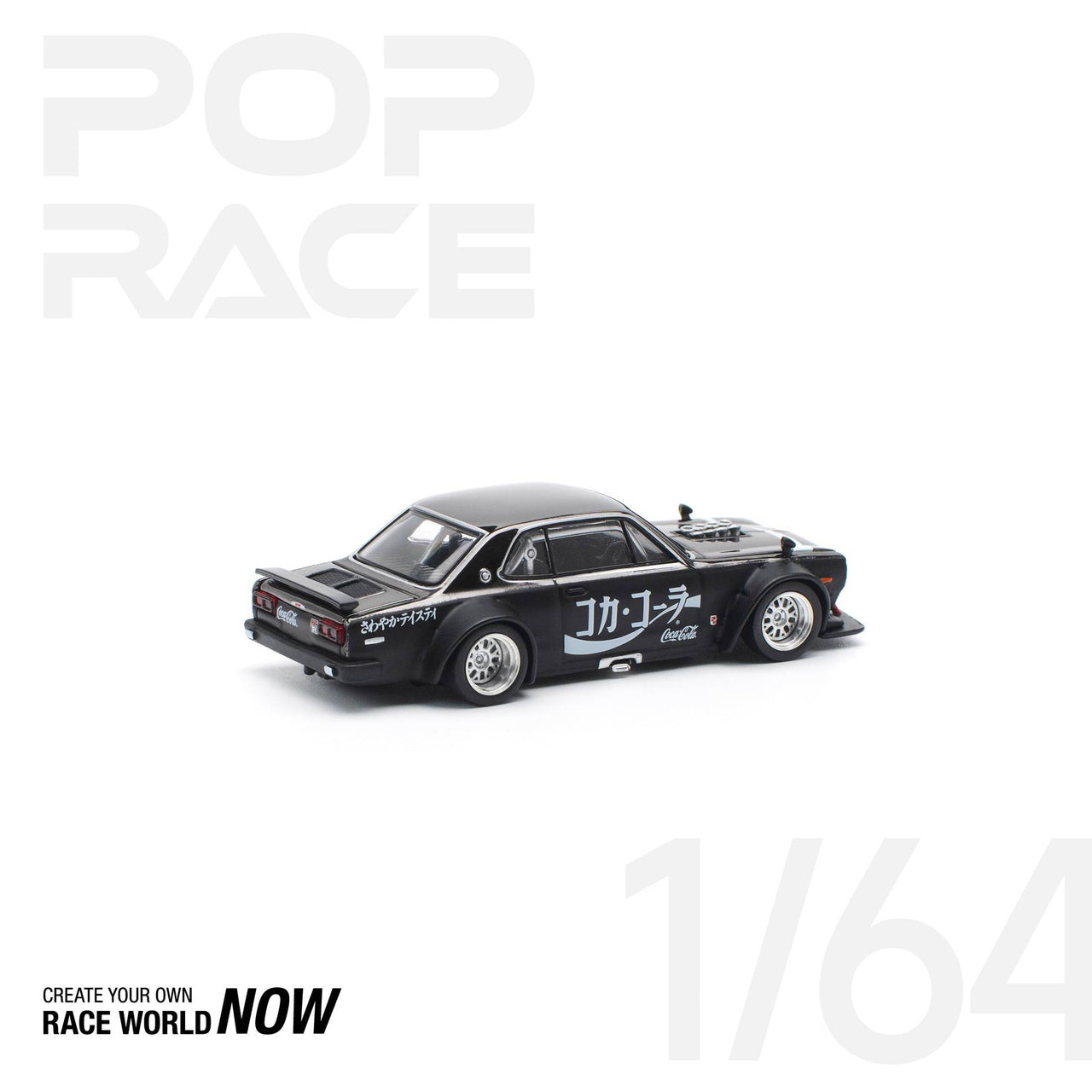 PRE-ORDER Pop Race 1:64 Nissan Skyline GT-R DRIFT HAKOSUKA - COCA COLA ZERO JP BLACK CHROME