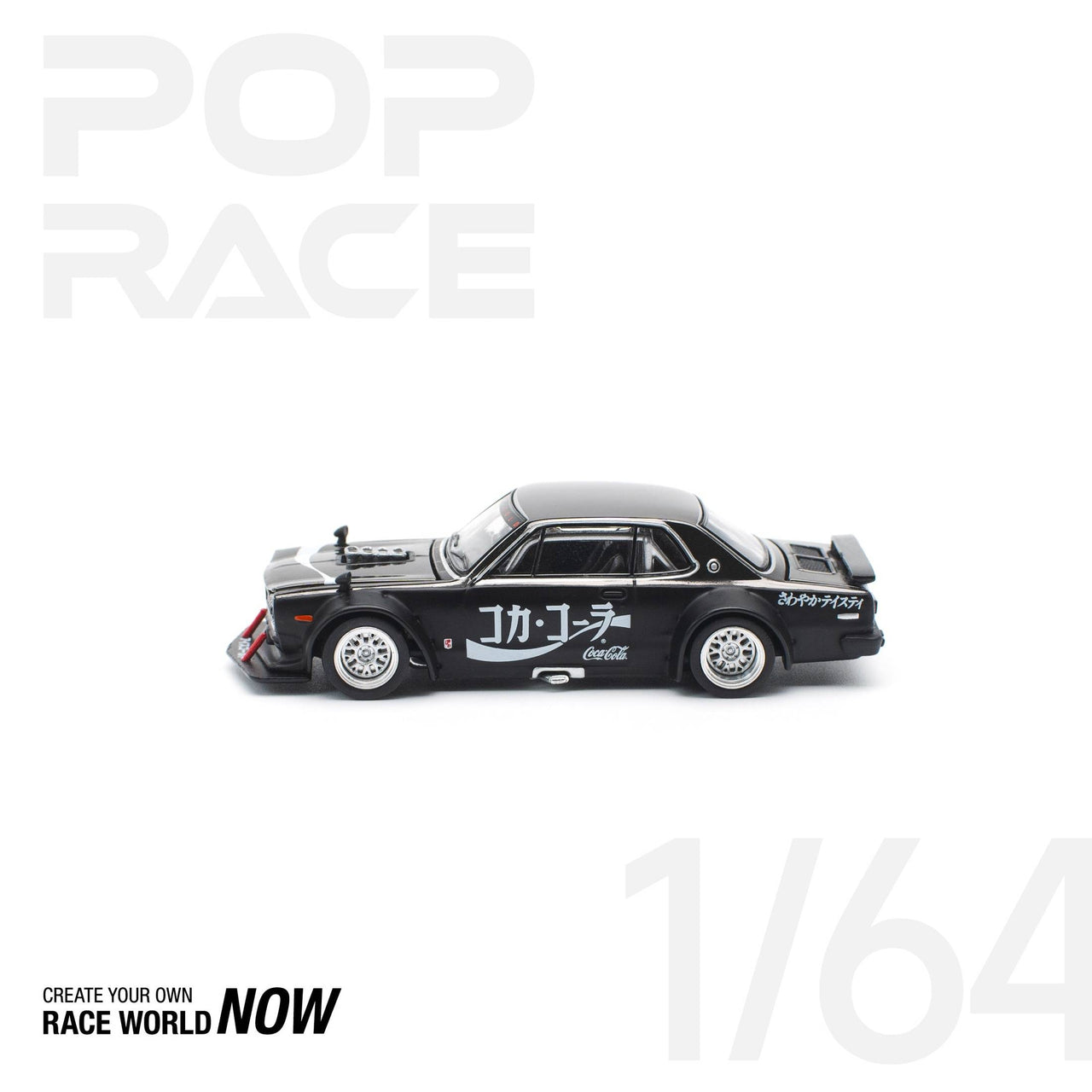 PRE-ORDER Pop Race 1:64 Nissan Skyline GT-R DRIFT HAKOSUKA - COCA COLA ZERO JP BLACK CHROME