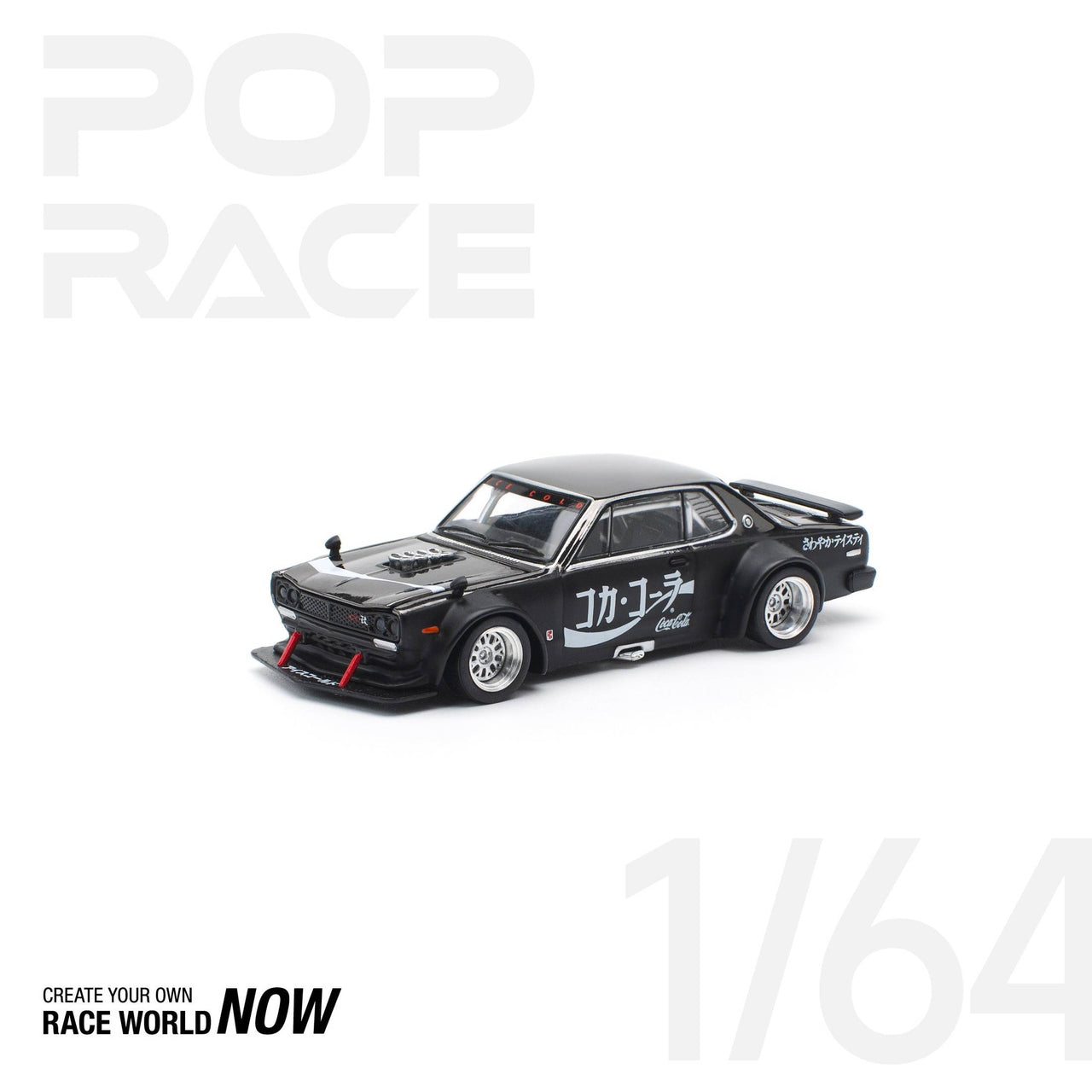 PRE-ORDER Pop Race 1:64 Nissan Skyline GT-R DRIFT HAKOSUKA - COCA COLA ZERO JP BLACK CHROME