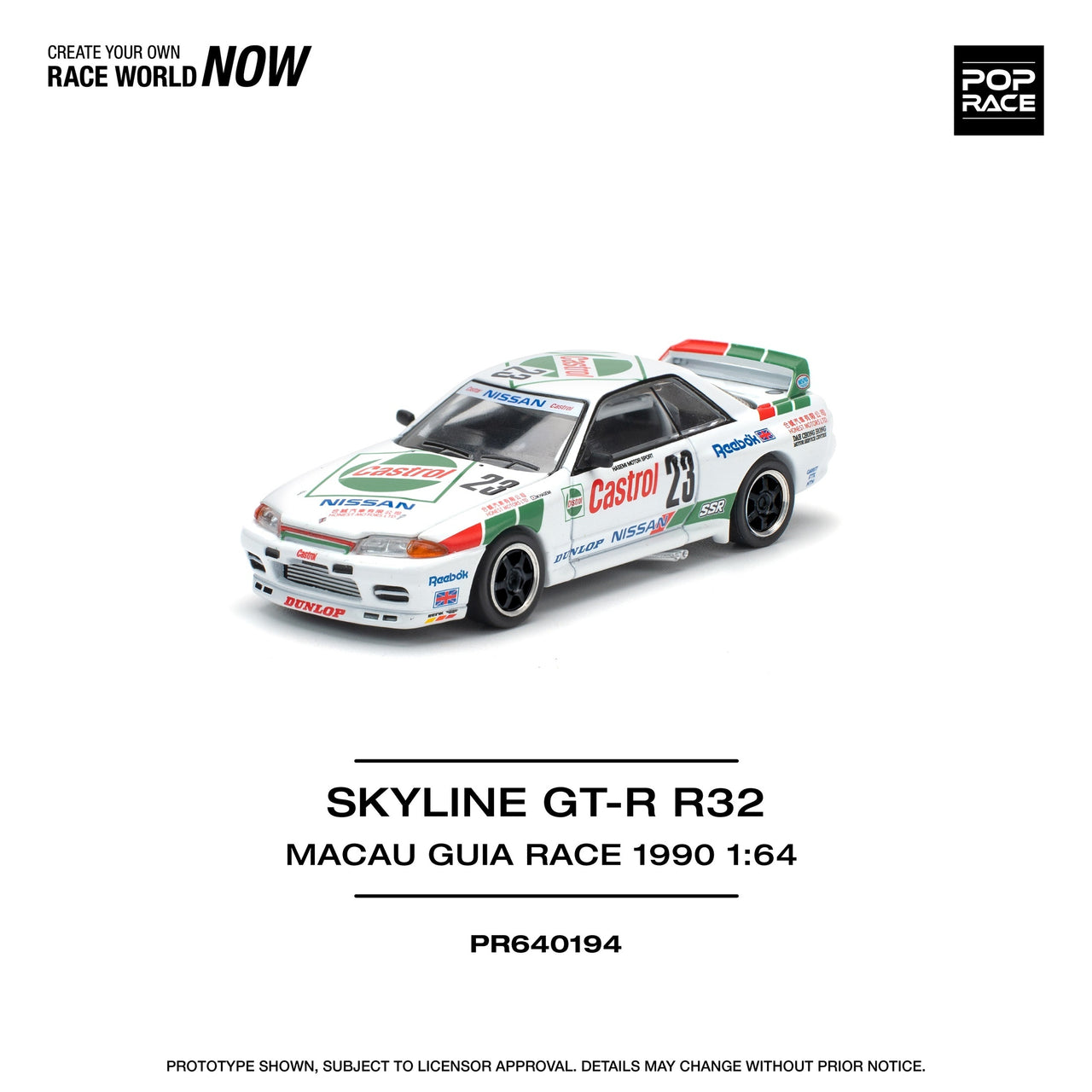 PRE-ORDER Pop Race 1:64 Nissan Skyline GT-R R32 MACAU GUIA RACE 1990 WINNER