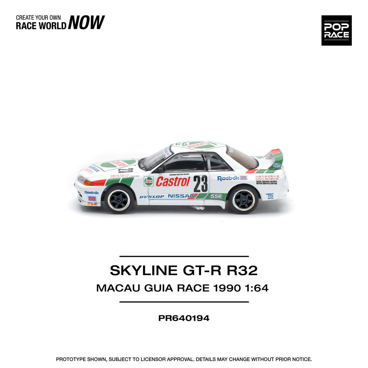 PRE-ORDER Pop Race 1:64 Nissan Skyline GT-R R32 MACAU GUIA RACE 1990 WINNER