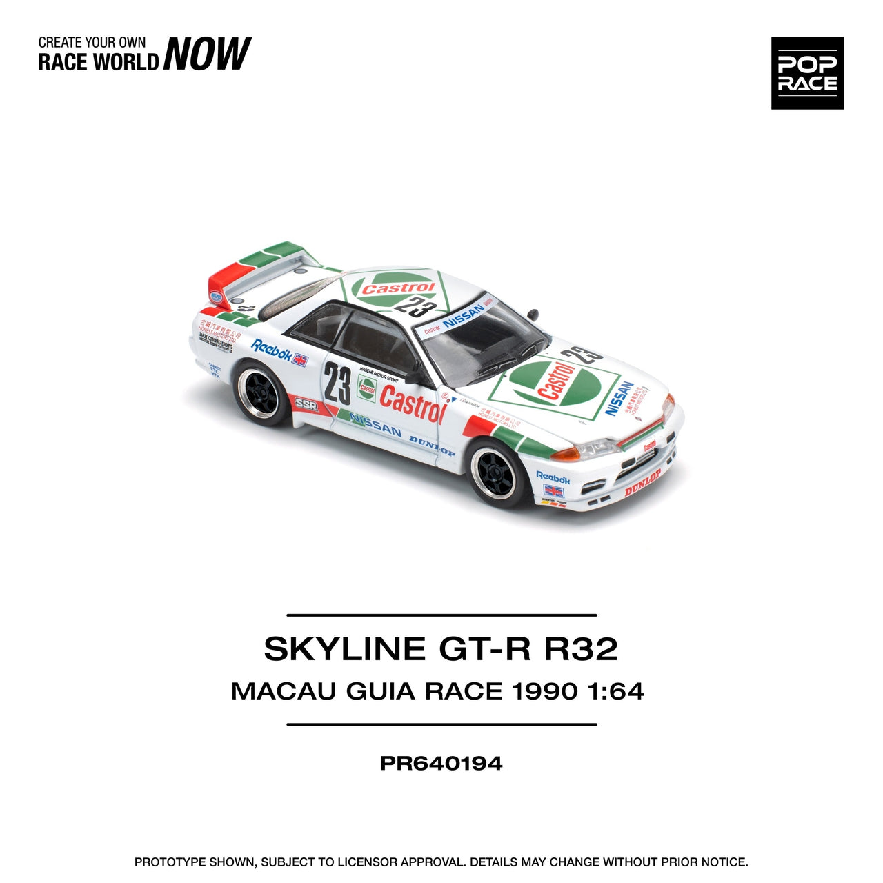 PRE-ORDER Pop Race 1:64 Nissan Skyline GT-R R32 MACAU GUIA RACE 1990 WINNER