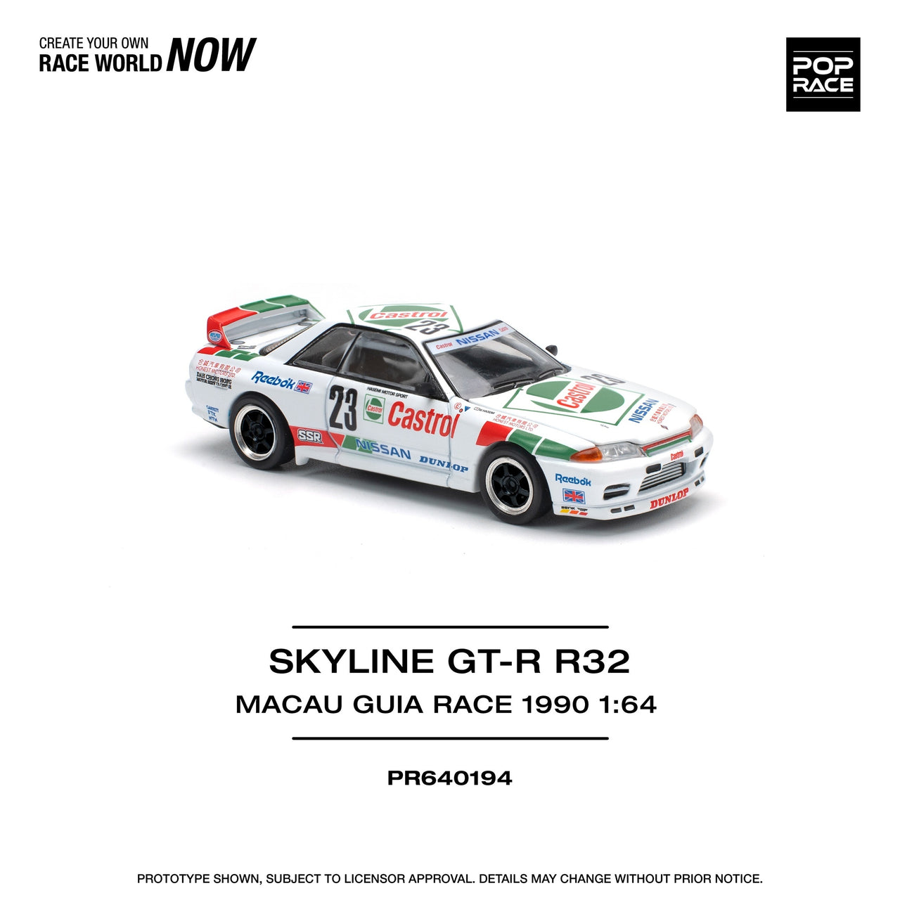 PRE-ORDER Pop Race 1:64 Nissan Skyline GT-R R32 MACAU GUIA RACE 1990 WINNER