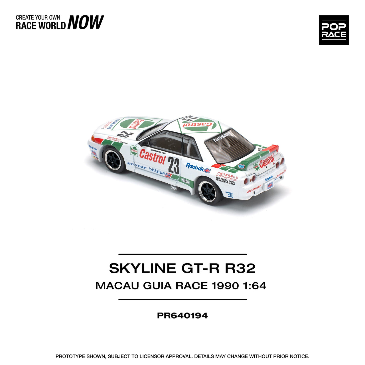 PRE-ORDER Pop Race 1:64 Nissan Skyline GT-R R32 MACAU GUIA RACE 1990 WINNER