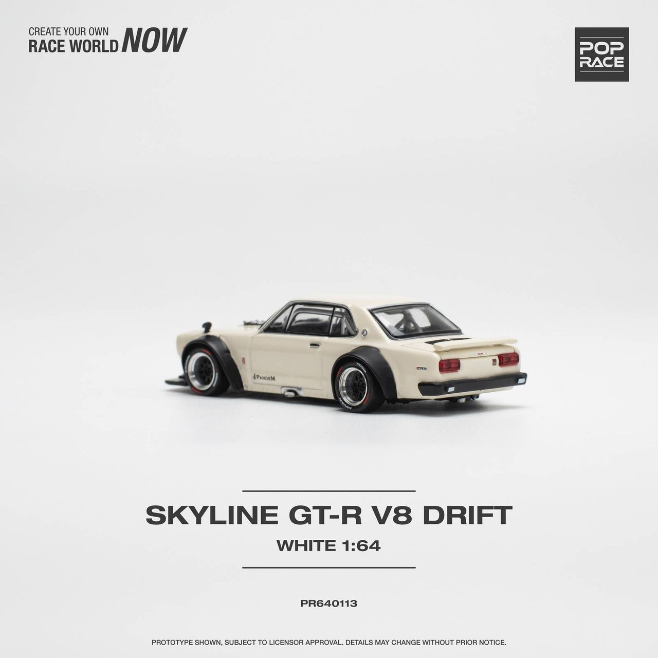 PRE-ORDER Pop Race 1:64 Nissan Skyline GT-R V8 Drift Hakosuka WHITE
