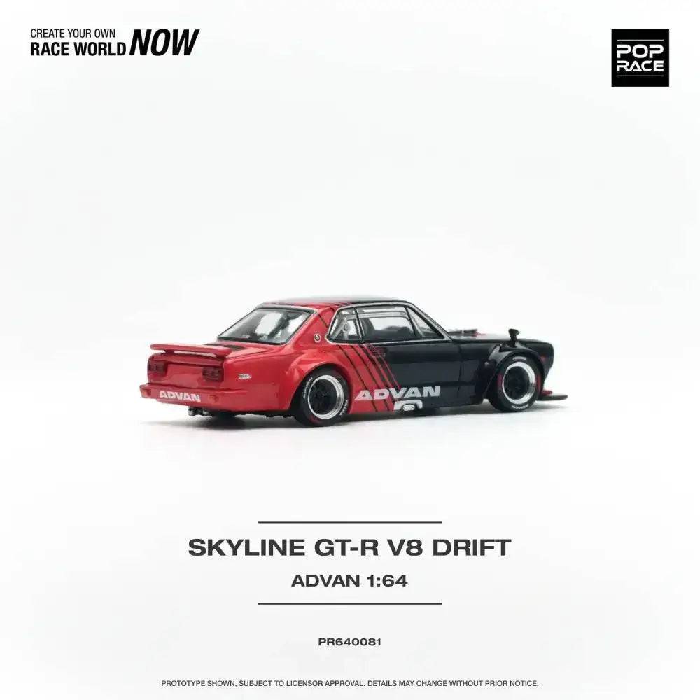 PRE-ORDER Pop Race 1:64 Nissan Skyline GT-R V8 Drift Hakosuka ADVAN