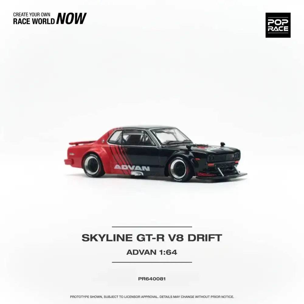 PRE-ORDER Pop Race 1:64 Nissan Skyline GT-R V8 Drift Hakosuka ADVAN