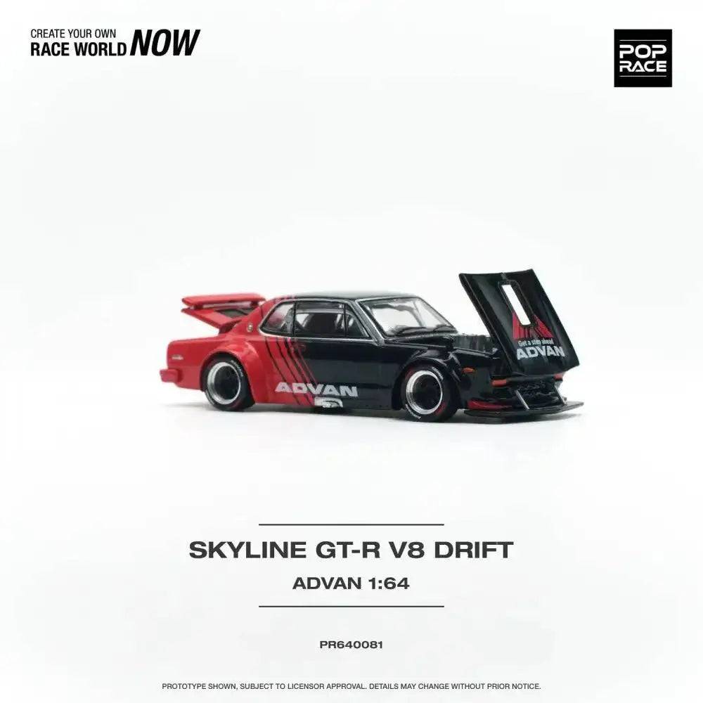 PRE-ORDER Pop Race 1:64 Nissan Skyline GT-R V8 Drift Hakosuka ADVAN