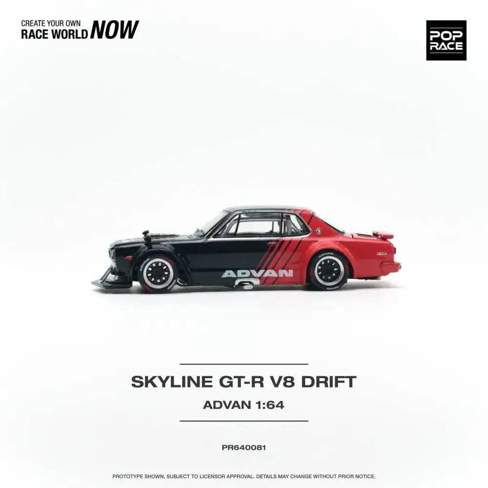 PRE-ORDER Pop Race 1:64 Nissan Skyline GT-R V8 Drift Hakosuka ADVAN