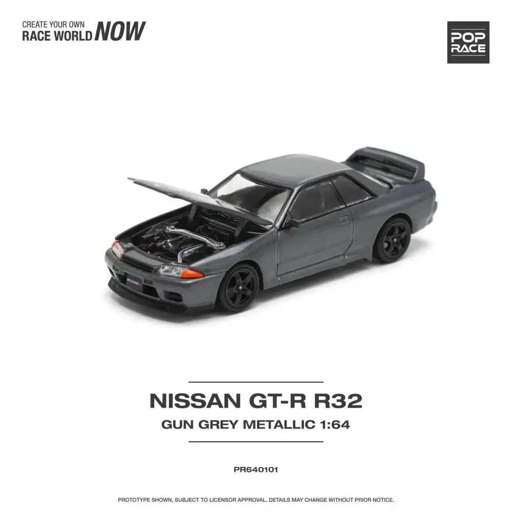 PRE-ORDER Pop Race 1:64 Nissan Skyline GT-R32 GUN GREY METALLIC