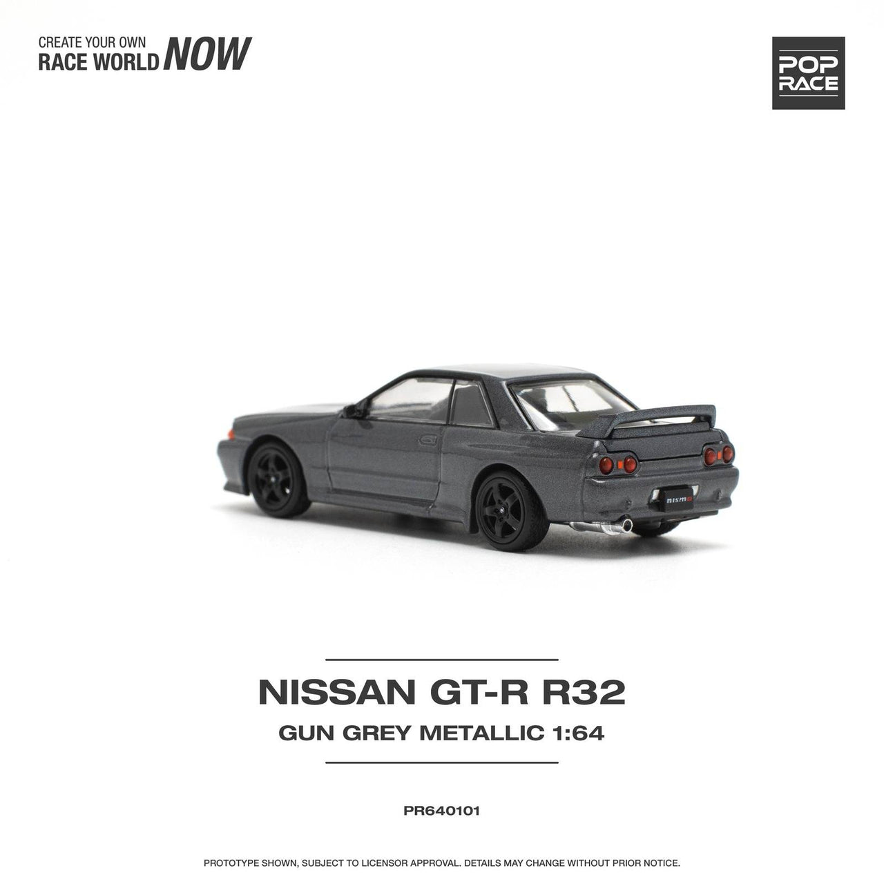 PRE-ORDER Pop Race 1:64 Nissan Skyline GT-R32 GUN GREY METALLIC
