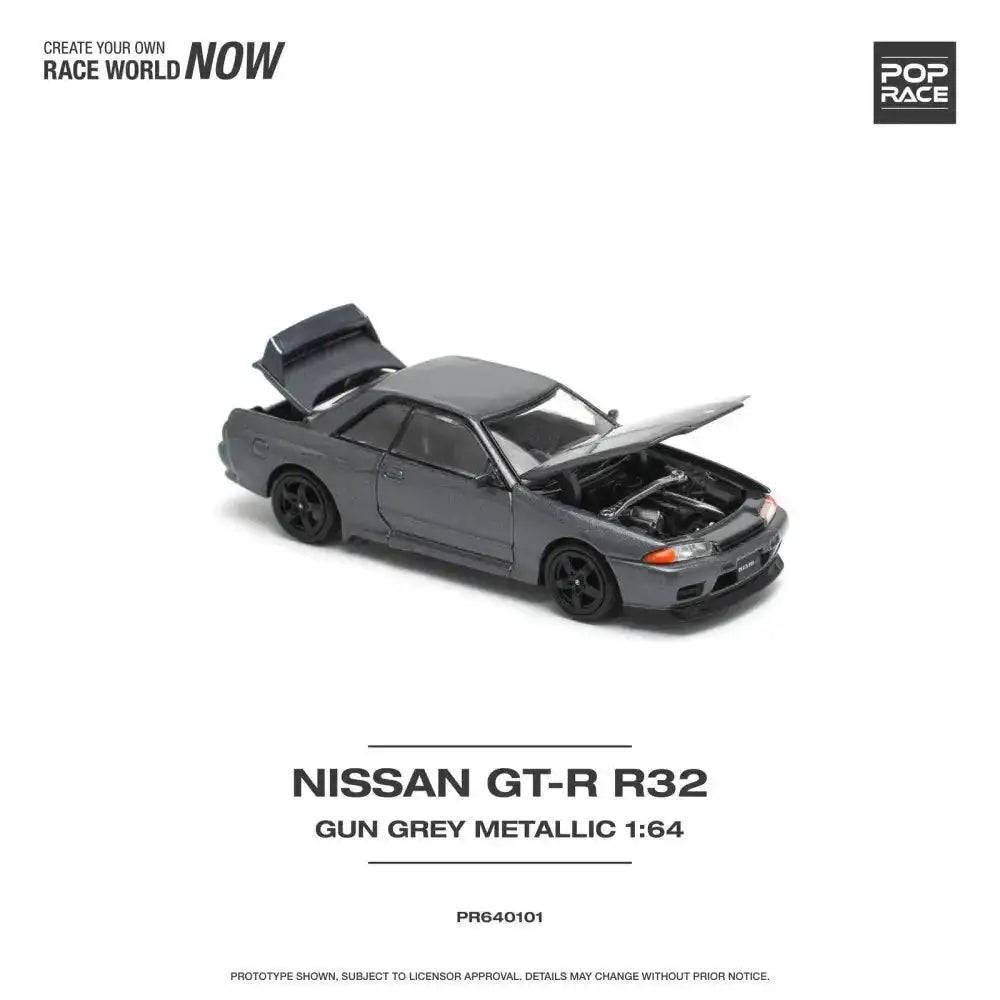 PRE-ORDER Pop Race 1:64 Nissan Skyline GT-R32 GUN GREY METALLIC