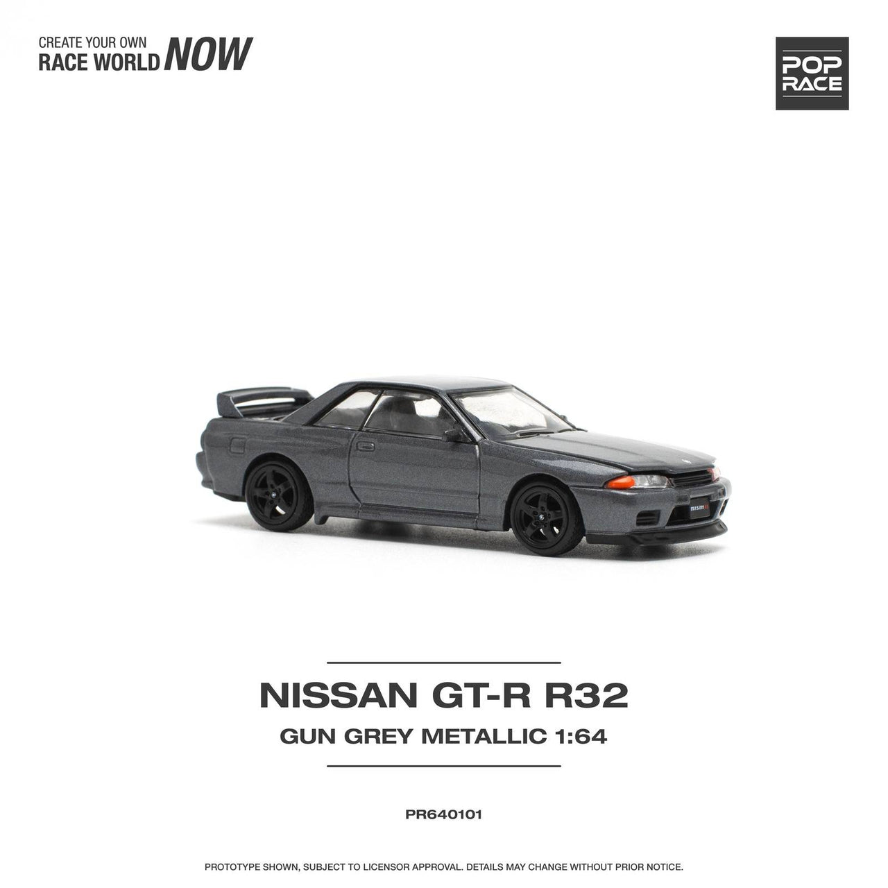 PRE-ORDER Pop Race 1:64 Nissan Skyline GT-R32 GUN GREY METALLIC