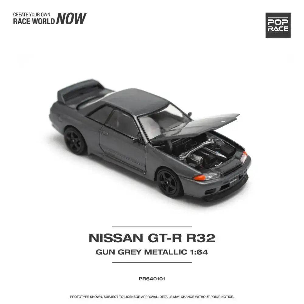 PRE-ORDER Pop Race 1:64 Nissan Skyline GT-R32 GUN GREY METALLIC