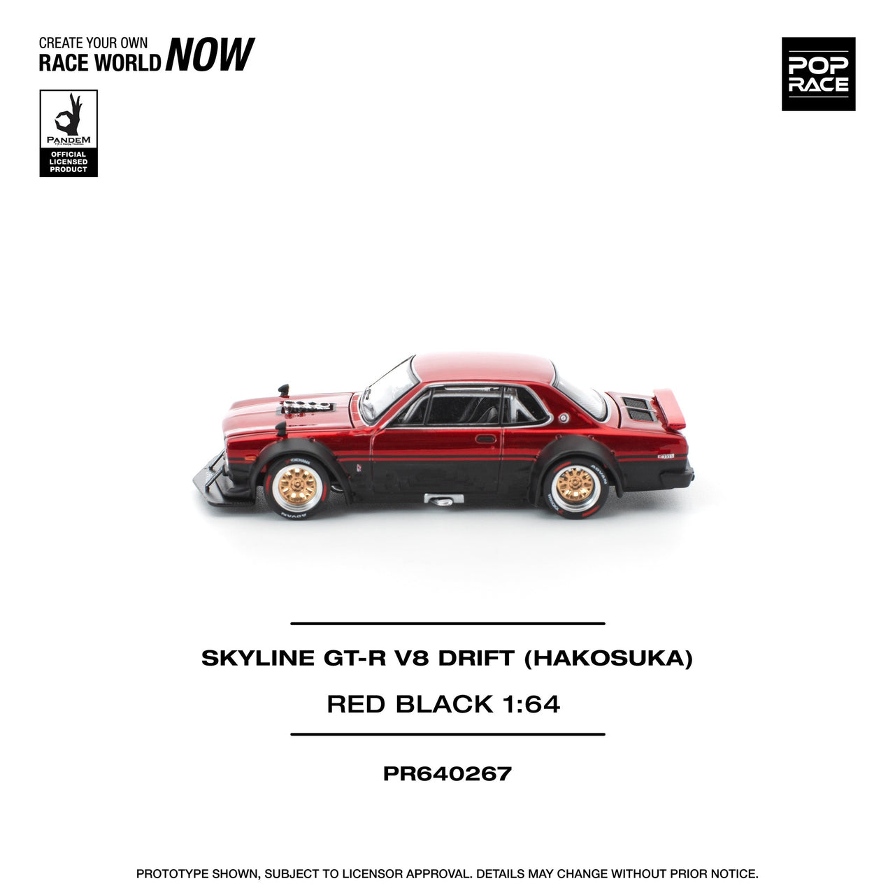 PRE-ORDER Pop Race 1:64 Nissan Skyline GTR DRIFT Hakosuka Red Black