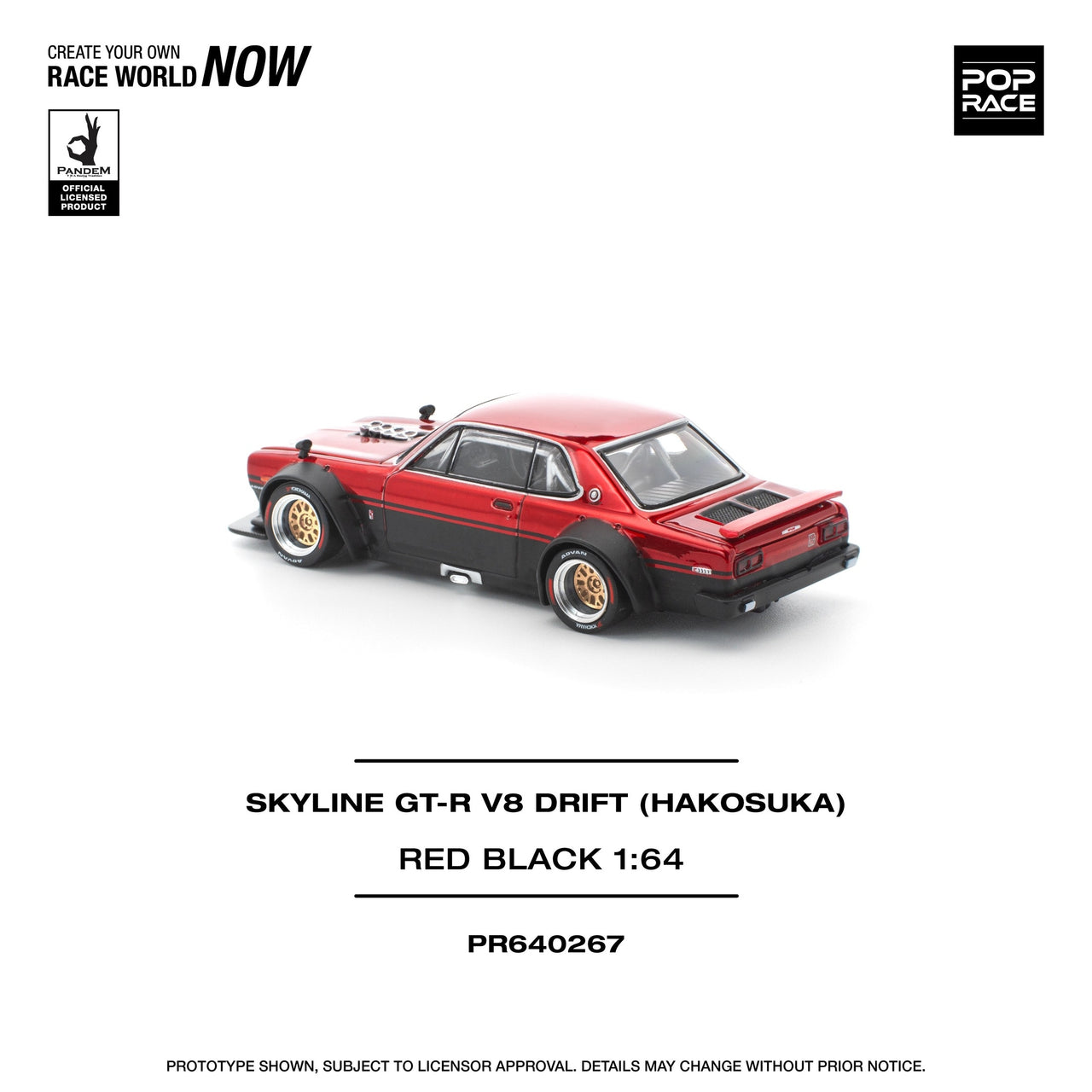 PRE-ORDER Pop Race 1:64 Nissan Skyline GTR DRIFT Hakosuka Red Black