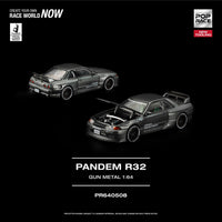 Thumbnail for PRE-ORDER Pop Race 1:64 Nissan Skyline PANDEM R32 GUN METAL