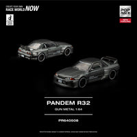 Thumbnail for PRE-ORDER Pop Race 1:64 Nissan Skyline PANDEM R32 GUN METAL