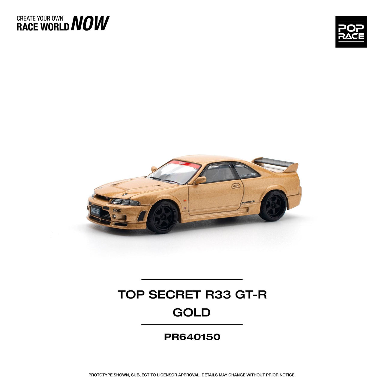 PRE-ORDER Pop Race 1:64 Nissan Top Secret Gold GT-R33