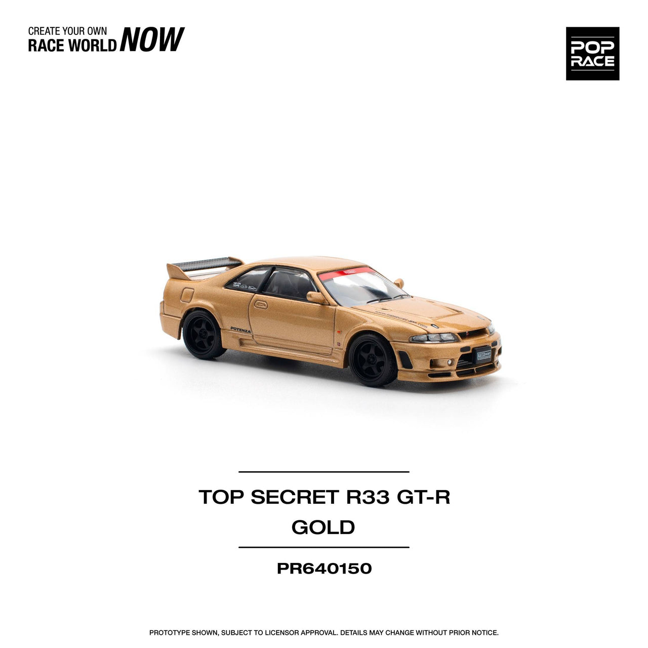 PRE-ORDER Pop Race 1:64 Nissan Top Secret Gold GT-R33