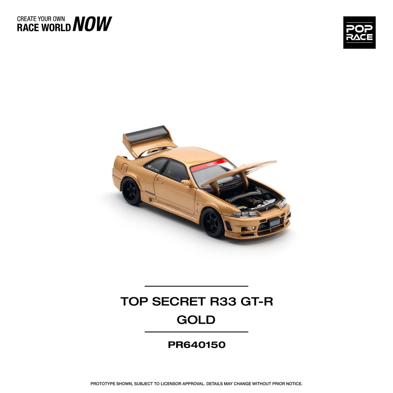 PRE-ORDER Pop Race 1:64 Nissan Top Secret Gold GT-R33