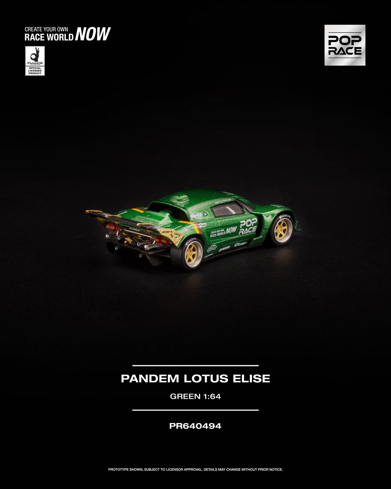 PRE-ORDER Pop Race 1:64 PANDEM LOTUS ELISE GREEN